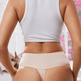 High - Waist Nude Seamless Briefs with Lace Side Inserts | Full Coverage Underwear - Zeprah