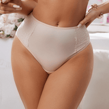 High - Waist Nude Seamless Briefs with Lace Side Inserts | Full Coverage Underwear - Zeprah