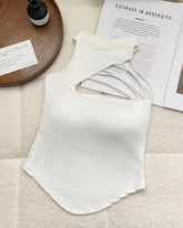 Hollowed - out Suspender Vest Female Summer Sexy Outside Wearing High Neck Camisole Sexy Crop Top Sexy Camisole - Zeprah