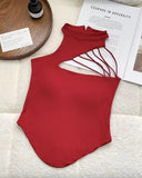 Hollowed - out Suspender Vest Female Summer Sexy Outside Wearing High Neck Camisole Sexy Crop Top Sexy Camisole - Zeprah