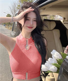 Hot Girl Hanging Neck Suspender Vest Female Summer Western K - pop Chic Design Short Slim tank Top Camisole - Zeprah