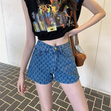 Hot Girl Style Casual Shorts Printed Baggy High - waisted Denim Shorts Versatile Hot Pants - Zeprah