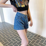 Hot Girl Style Casual Shorts Printed Baggy High - waisted Denim Shorts Versatile Hot Pants - Zeprah