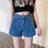 Hot Girl Style Casual Shorts Printed Baggy High - waisted Denim Shorts Versatile Hot Pants - Zeprah