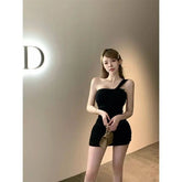 Hot Girl Style Sexy Short Skirt Sweet Spicy Strapless Slim Trendy Pleated Slim - fit Hip Dress Autumn Women - Zeprah