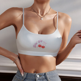 Cherry Graphic Bralette with Thin Straps