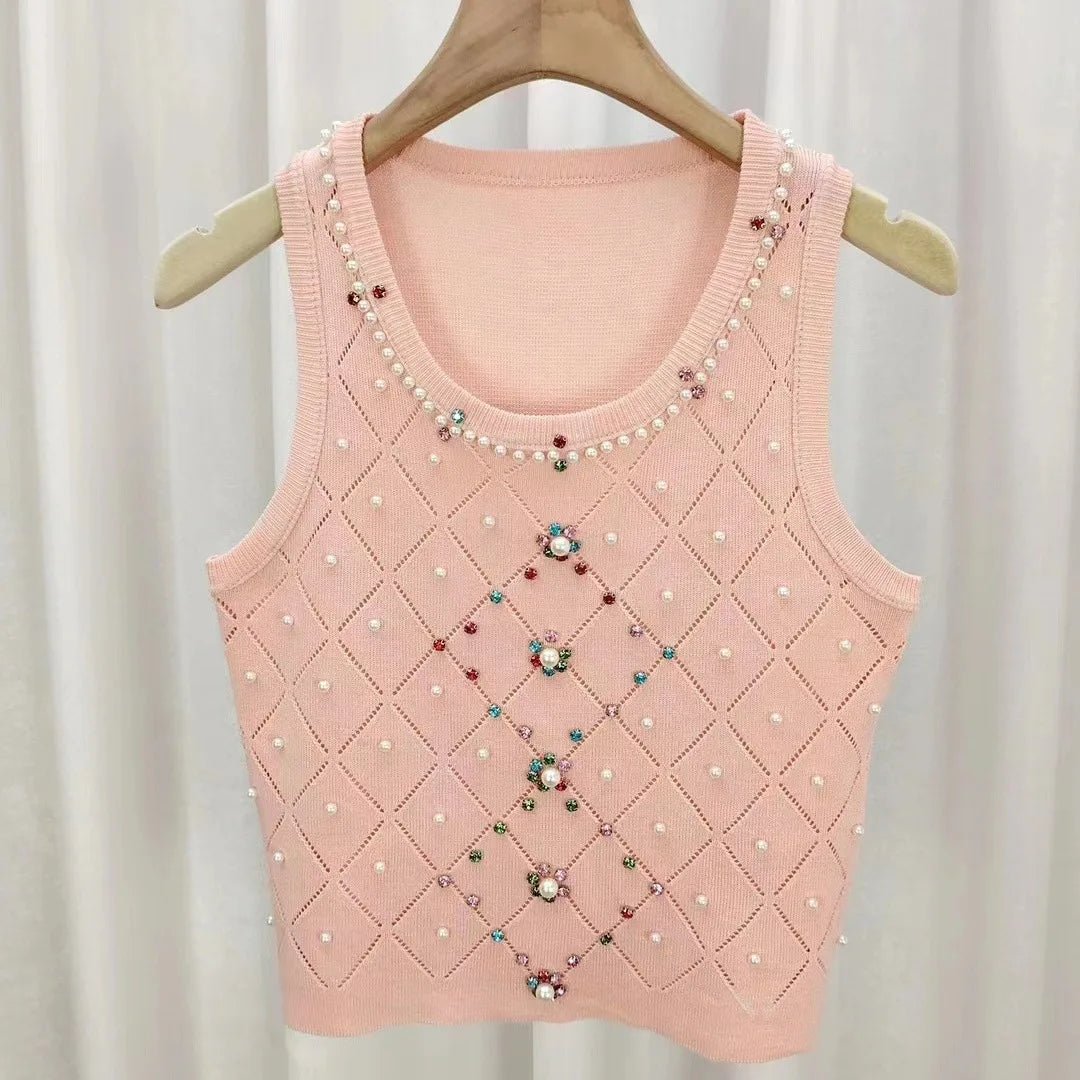 Ice Silk Cropped Top Slim - fit Sleeveless Tops Colorful Women's Tanks Camis - Zeprah