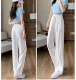Ice - silk Wide - Leg Trousers Printed Cool Trousers Lightweight Slacks - Zeprah