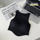 Irregular Cool Summer Ice Silk Padded tank Top Beauty Back O - neck Workout Yoga Underwear Basic Casual Woman Camisole - Zeprah