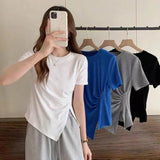 Irregular T-shirt Women's 2025 Summer New Korean - style Tight High Waist T-shirt Women's T-shirts - Zeprah