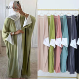 Islamic Turkey Eid Ramadan Cardigan Modest Kimono Women Muslim Dress Nida Split Sleeve Dubai Abaya - Zeprah