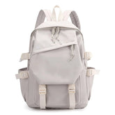 Japanese Retro Graffiti Color Block Backpack for Girls Korean Middle High School Students Fresh Literary Polyester Campus Bag - Zeprah