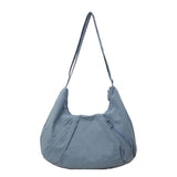 Japanese - Style Large Capacity Nylon Shoulder Bag for Women Pleated Crossbody Design Zipper Solid Color for Commuting Students - Zeprah