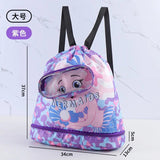 Kidsren's Wet Dry Separation Waterproof Storage Bag Boys Girls Sports Portable Cute Cartoon Beach Backpack Made Polyester - Zeprah