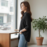 Essential Oversized Casual Button-Down Blouse