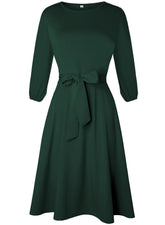 Knee - Length A - Line Dress with Lantern Sleeves & Ruffles - Zeprah