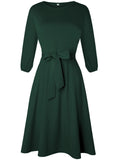Knee - Length A - Line Dress with Lantern Sleeves & Ruffles - Zeprah