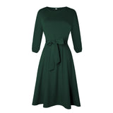 Knee - Length A - Line Dress with Lantern Sleeves & Ruffles - Zeprah