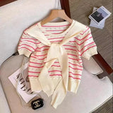 Knitted Crop Top Hollow Out Women's Clothing Best Sale Short - Sleeved Tee - Zeprah