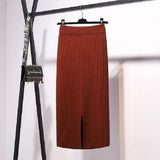 Knitted Package Hip Skirt High - Waisted Skirt Fashionable A - line Skirt - Zeprah