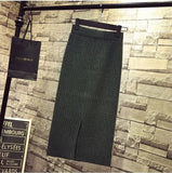 Knitted Package Hip Skirt High - Waisted Skirt Fashionable A - line Skirt - Zeprah