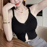 Knitted Tank Top for Women Short Waistcoat Women's Tanks Camis Modern Going Out Tops - Zeprah