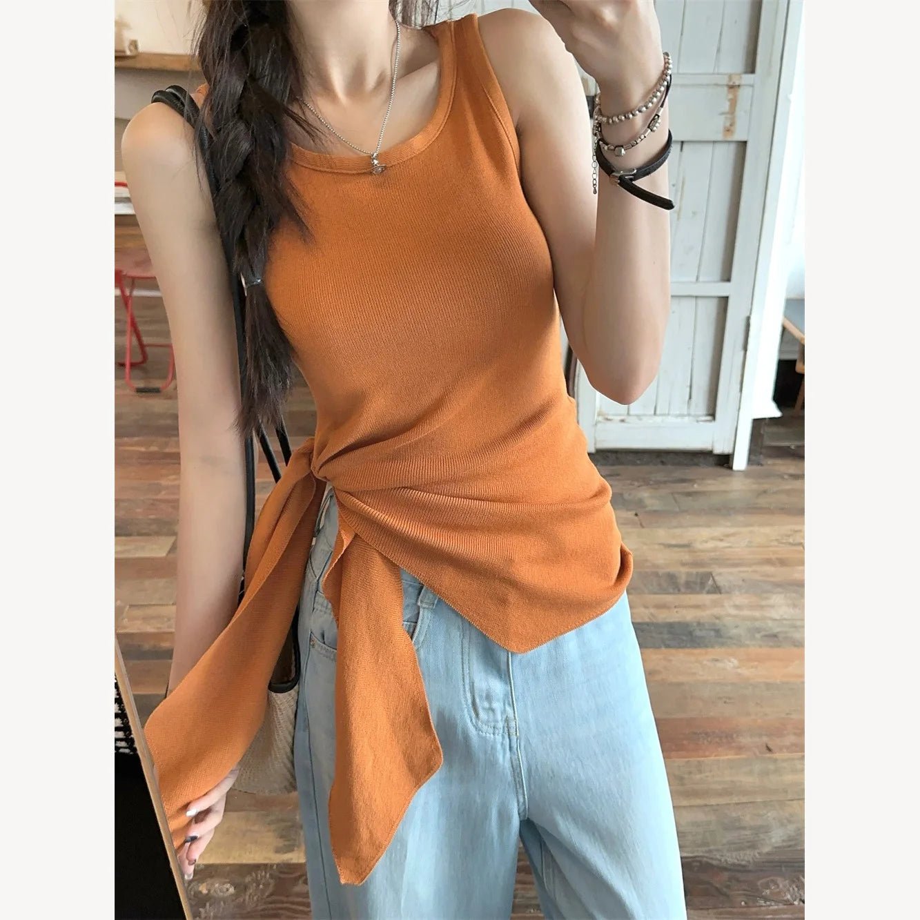 Knitted Tank Top for Women Solid Women's Tanks Camis Elegant Going Out Tops - Zeprah