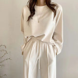 Korean Chic Autumn Long - Sleeve Loose - Fit Versatile Sweatshirt + Elastic - Waist Drawstring Women's Trousers Set - Zeprah