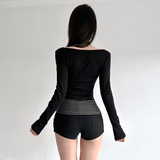 Korean Style Women’s 2 - Piece Knit Set – Vintage V - Neck L/S Top with Striped Tie & Casual Sweater - Zeprah