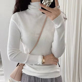 Korean Thick Turtleneck Solid Color Long Sleeve Slim - fit Slimming Inner Base Knitted Sweater Top Autumn Winter - Zeprah