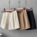 Tailored High-Waist Pleated Shorts with Belt