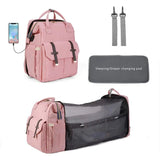 Large Baby Diaper Backpack Carrier Bag with Bassinet Folding Bed Nappy Backpack Mummy Baby Diaper With USB Port Carrier Bag - Zeprah