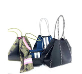 Large Capacity Neoprene Tote Bag for Women Casual Style Travel Shoulder Bag Chains Print Rivet for Pool Beach - Zeprah