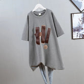 Large Size 100.00kg Short - sleeved T-shirt Women's Ribbon Design Sense chubby girl Mid - length Slimming Top for Women - Zeprah