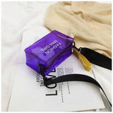 Letter Printed Mini Shoulder Messenger Bag Handbags Women Clear Jelly Purse Fashion Girl Purses Transparent Candy - Zeprah