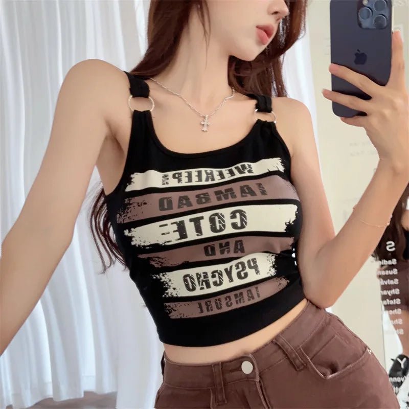 Letter Printing Tank Top for Women Slim - fit Sleeveless Tops Casual Going Out Tops - Zeprah