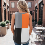 Modern Color-Block Sleeveless Top - Women’s Color-Block Round Neck Summer Knit Top