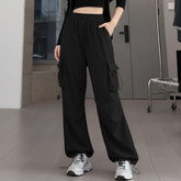 Chic & Flowy High-Waist Cargo Parachute Pants
