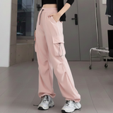 Chic & Flowy High-Waist Cargo Parachute Pants