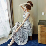 Long Dress Look Slimmer Women's Dresses Floral Printed Beach Dress - Zeprah