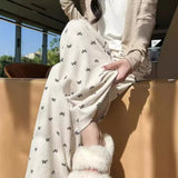 Loose - fit Wide - Leg Trousers Bow Printing Straight - Leg Trousers High Waist Slacks - Zeprah