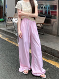 Loose - fit Wide - Leg Trousers Vertical Stripe Straight - Leg Trousers Casual Slacks - Zeprah
