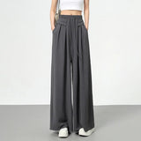 Loose Wide Leg Pants Women's 2025 Summer New Laid - Back Pants High Waist Casual Pants Trendy Straight - Leg Trousers - Zeprah