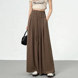 Loose Wide Leg Pants Women's 2025 Summer New Laid - Back Pants High Waist Casual Pants Trendy Straight - Leg Trousers - Zeprah