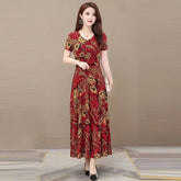 Loose Women's Dresses Floral Printed Maxi Dress Slim - fit Printed Dress - Zeprah