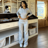 Loungewear Set Women 2 - Piece , Solid Color Soft Knit Henley Top with Drawstring Pants , Comfy Full Sleeve Crew Neck Lounge Wear (Autumn) - Zeprah