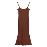 Low Cut Cami Dress Classic stretch Empire Waist Dress Slim - fit Fishtail Skirt - Zeprah