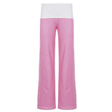 Low Rise Solid Breathable Flat Front Pants Elastic Waist Casual Everyday Lounge Wear Comfort Fit - Zeprah