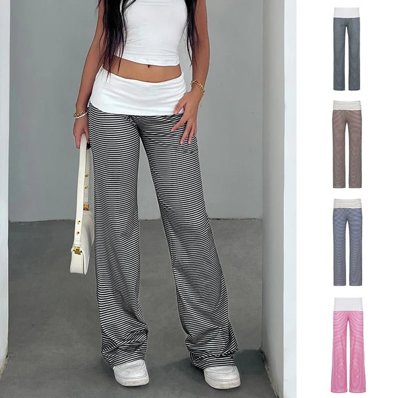 Low Rise Solid Breathable Flat Front Pants Elastic Waist Casual Everyday Lounge Wear Comfort Fit - Zeprah