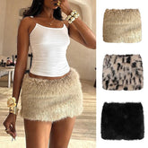 Low Waist Sexy Bodycon Mini Skirt Faux Leather Furry Streetwear Trendy Factory Direct - Zeprah